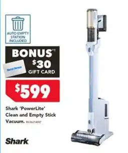 Harvey Norman Shark 'PowerLite' Clean and Empty Stick Vacuum offer
