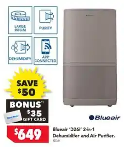 Harvey Norman Blueair 'D26i' 2-in-1 Dehumidifier and Air Purifier offer