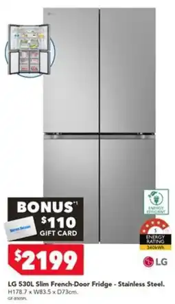 Harvey Norman LG 530L Slim French-Door Fridge - Stainless Steel offer
