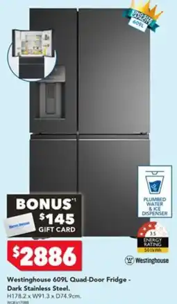 Harvey Norman Westinghouse 609L Quad-Door Fridge - Dark Stainless Steel offer