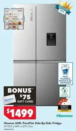 Harvey Norman Hisense 649L PureFlat Side-By-Side Fridge offer