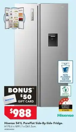 Harvey Norman Hisense 541L PureFlat Side-By-Side Fridge offer