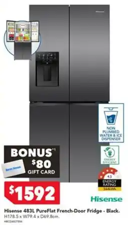 Harvey Norman Hisense 483L PureFlat French-Door Fridge - Black offer
