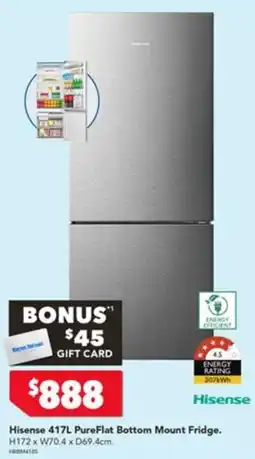 Harvey Norman Hisense 417L PureFlat Bottom Mount Fridge offer