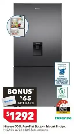Harvey Norman Hisense 500L PureFlat Bottom Mount Fridge offer