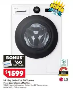 Harvey Norman LG 12kg 'Series 9' AI DD® Steam+ Front Load Washing Machine offer