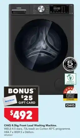 Harvey Norman CHIQ 8.5kg Front Load Washing Machine offer