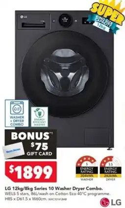 Harvey Norman LG 12kg/8kg Series 10 Washer Dryer Combo offer
