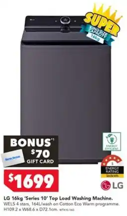 Harvey Norman LG 16kg 'Series 10' Top Load Washing Machine offer