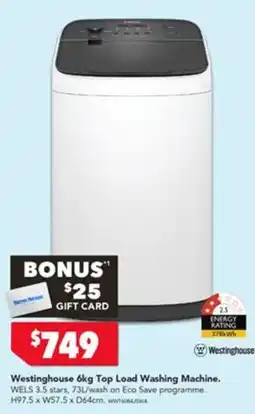 Harvey Norman Westinghouse 6kg Top Load Washing Machine offer