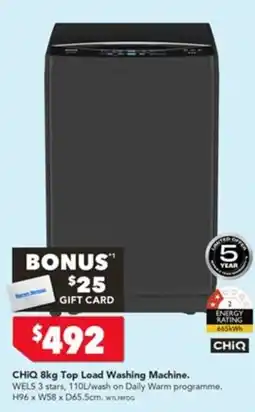 Harvey Norman CHiQ 8kg Top Load Washing Machine offer
