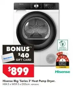 Harvey Norman Hisense 8kg 'Series 3' Heat Pump Dryer offer