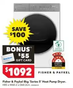 Harvey Norman Fisher & Paykel 8kg 'Series 5' Heat Pump Dryer offer