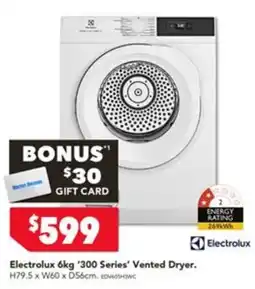 Harvey Norman Electrolux 6kg '300 Series' Vented Dryer offer