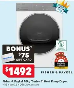 Harvey Norman Fisher & Paykel 10kg 'Series 5' Heat Pump Dryer offer