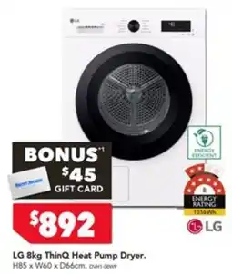 Harvey Norman LG 8kg ThinQ Heat Pump Dryer offer