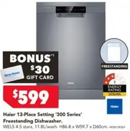 Harvey Norman Haier 13-Place Setting '300 Series' Freestanding Dishwasher offer