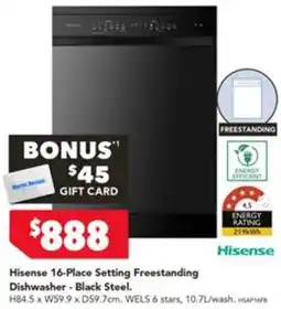 Harvey Norman Hisense 16-Place Setting Freestanding Dishwasher - Black Steel offer