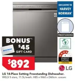 Harvey Norman LG 14-Place Setting Freestanding Dishwasher offer