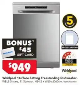 Harvey Norman Whirlpool 14-Place Setting Freestanding Dishwasher offer
