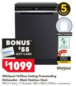 Harvey Norman Whirlpool 14-Place Setting Freestanding Dishwasher - Black Stainless Steel offer