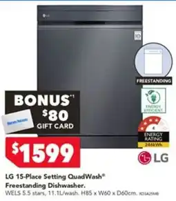 Harvey Norman LG 15-Place Setting QuadWash Freestanding Dishwasher offer
