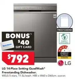 Harvey Norman LG 14-Place Setting QuadWash Freestanding Dishwasher offer