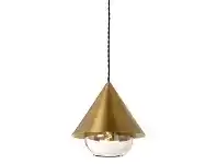 LivingStyles Parlour Cone Metal Pendant Light with Sphere Glass Shade, Antique Brass / Clear offer