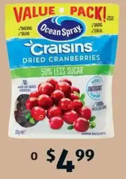 ALDI Ocean Spray Reduced Sugar Craisins offer