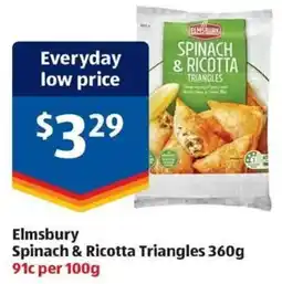 ALDI Elmsbury Spinach & Ricotta Triangles offer