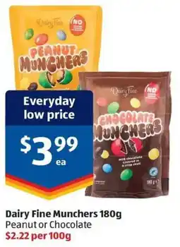 ALDI Dairy Fine Munchers Peanut or Chocolate offer