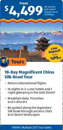 ALDI 18-Day Magnificent China Silk Road Tour offer