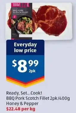 ALDI Ready, Set...Cook! BBQ Pork Scotch Fillet Honey & Pepper offer