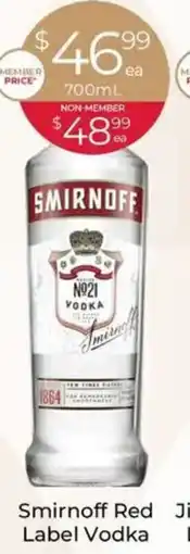 Porters Smirnoff Red Jim Label Vodka offer
