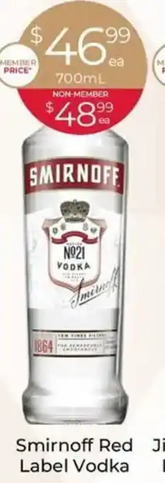 Smirnoff Red Jim Label Vodka