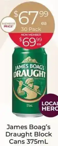 Porters James Boag's Draught Block Cans offer