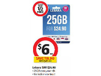 Coles Lebara SIM $24.90 offer