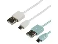 Officeworks Keji Micro USB Cable 1m Twin Pack White and Limpet Shell offer