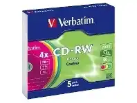 Officeworks Verbatim CD-RW 700MB 2x-4x Slim Coloured Case 5 Pack offer