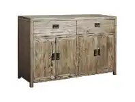 LivingStyles Sherwood Solid Oak Timber 4 Door 2 Drawer Sideboard, 140cm, Natural Oak offer