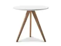 LivingStyles Annika Retro Wooden Round Side Table - White offer