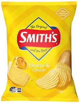 IGA Smith’s Crinkle Cut Chips or Doritos 150-170g Selected Varieties offer