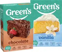 IGA Green’s Cake or Brownie Mix 380‑470g Selected Varieties offer