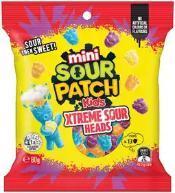 IGA The Natural Confectionery Co. Mini Dinos or Mini Sour Patch Kids Bag 80g Selected Varieties offer