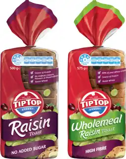 IGA Tip Top Raisin Toast 500‑575g Selected Varieties offer