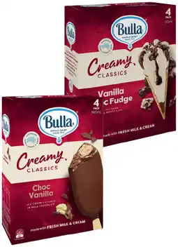 IGA Bulla Creamy Classics Ice Cream Cones Selected Varieties offer
