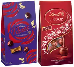 IGA Cadbury Roses 150g or Lindt Lindor Chocolate Bag 123β125g Selected Varieties offer