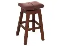 LivingStyles Hereford Solid Mahogany Timber Swivel Bar Stool with Leather Seat, Mahogany offer