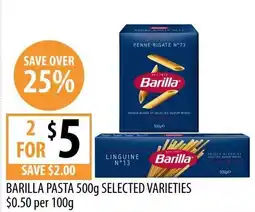 Supabarn Barilla Pasta 500g Selected Varieties offer