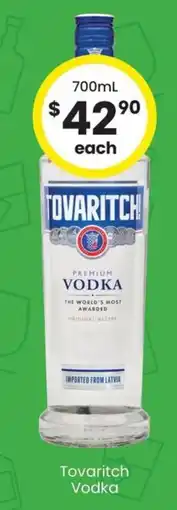 The Bottle O Tovaritch Vodka offer